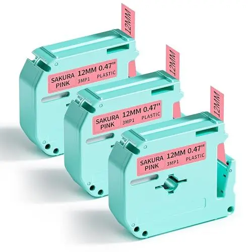 Produktbild: Vixic 3x Kompatibel für Brother M Tape 12mm x 8m Schriftbänder Ersatz für MK231 MK231S M-K231BZ Etikettenband für Brother PT-90 PT-M95 PT-65 PT-55 PT-70HOT PT-70SP PT-85, Schwarz auf Kirschblütenrosa