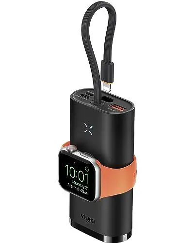 Produktbild: VIYISI Power Bank für iPhone & Apple Watch, 10000mAh tragbares Ladegerät mit 20W PD Schnellladung, Externer Akku Kompatibel mit iPhone, Apple Watch alle Serien, andere Telefone, usw - Schwarz