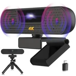 Produktbild: VIZOLINK W8GS Webcam 4K, UHD Webcam mit Mikrofon, Autofokus, 85°Sichtfeld, Datenschutz, Geräuschunterdrückung, Plug&Play, Lichtkorrektur, für Mac, Laptop, Zoom, Skype, Teams, Meetings and Streaming