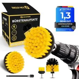 Produktbild: VJM-STORE® Bürstenaufsatz Akkuschrauber (5er Set) Mittel härte – Bürste Akkuschrauber – Reinigt Ihnen und Aussen – 15 cm Verlängerung – geingnet für Haushalt und Handwerker