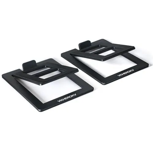 Produktbild: VKheroKV Mukjipa C-1 Desktop Lautsprecher Ständer für kleine Lautsprecher, geneigte Tischplatte Stahl Computer Lautsprecher Ständer (Paar), L15.2 x W11.4 x H3.8 Zentimeter (Schwarz)