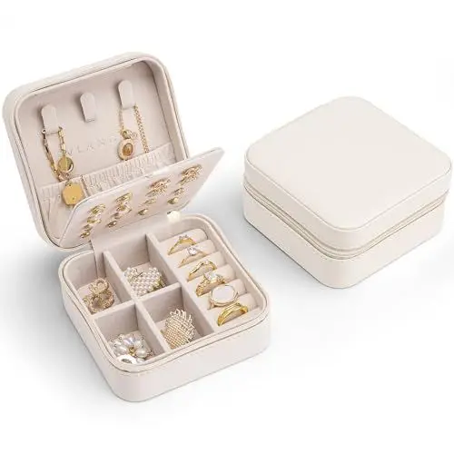 Produktbild: Vlando Schmuckkästchen Klein, Schmuckschatulle für Mädchen, Schmuckbox Damen, Reise Schmuck Etui, Jewelry Organizer Leder, für Ohrringe, Halsketten, Ringe, Hochzeit Geschenk
