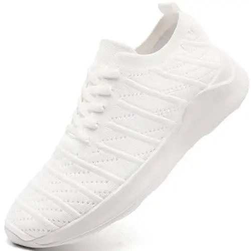 Produktbild: VLHGCG Damen Schuhe Sneaker Sportschuhe Turnschuhe rutschfest Laufschuhe Atmungsaktive Leichte Hallenschuhe Sommer Outdoor Running Bequem Straßenlaufschuhe,Weiß,EU 38