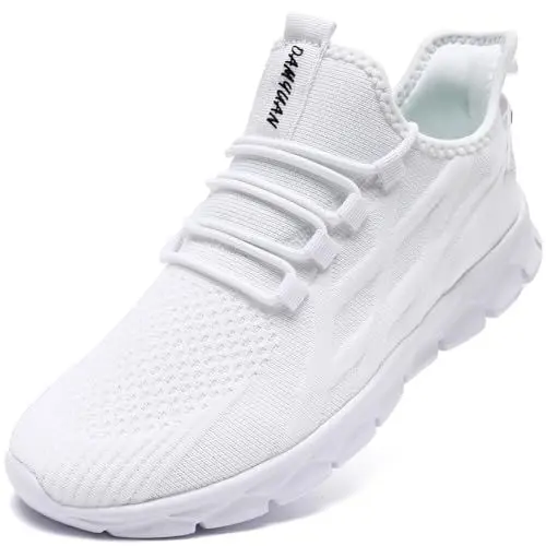 Produktbild: VLHGCG Schuhe Herren Sneakers Turnschuhe Laufschuhe Sportschuhe Straßenlaufschuhe Leichtgewichts Sommerschuhe Hallenschuhe Atmungsaktiv Tennis Fitness Jogging Walkingschuhe,Weiß,Größe 44
