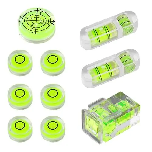 Produktbild: VMINOG 10 Stück Wasserwaage Klein Durchmesser Mini Libelle Bubble Spirit Level PräZisions 33 Mm Square 31 Rund FüR Kamera Camping, 3 Stil Gemischt KostüM Maske Hochzeit Party