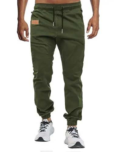 Produktbild: VMSUCIJ Herren Hose Chino Cargo Hose Jogginghose Baumwolle Casual Jogger Männer Modern Sport Jogginghosen für Herren Sweatpants mit elastischem Bund und Kordelzug und Taschen,Armeegrün 01,M