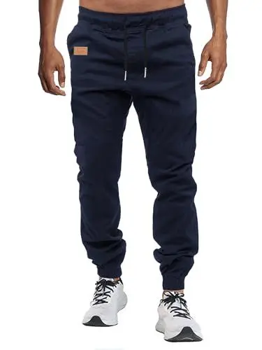 Produktbild: VMSUCIJ Herren Hose Chino Cargo Hose Jogginghose Baumwolle Casual Jogger Männer Modern Sport Jogginghosen für Herren Sweatpants mit elastischem Bund und Kordelzug und Taschen,Blau 01,M