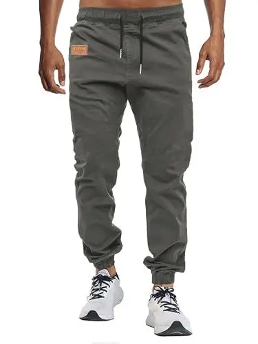 Produktbild: VMSUCIJ Herren Hose Chino Cargo Hose Jogginghose Baumwolle Casual Jogger Männer Modern Sport Jogginghosen für Herren Sweatpants mit elastischem Bund und Kordelzug und Taschen,Grau 01,M