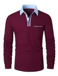 Produktbild: VMSUCIJ Herren Poloshirt Langarm Baumwolle Outdoor Casual Polo Tops Regular Golf T-Shirts,Rot 43,XL