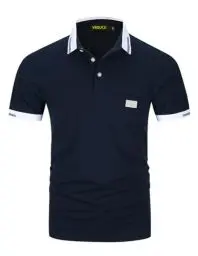 Produktbild: VMSUCIJ Poloshirt Herren,100% Baumwolle Kurzarm Polohemd,Klassisches Lederetiketten-Design T-Shirt, Slim Fit Golf Sports M-3XL,Blau2 39,XL