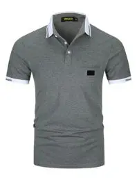 Produktbild: VMSUCIJ Poloshirt Herren,100% Baumwolle Kurzarm Polohemd,Klassisches Lederetiketten-Design T-Shirt, Slim Fit Golf Sports M-3XL,DunkelGrau 39,L