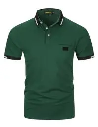 Produktbild: VMSUCIJ Poloshirt Herren,100% Baumwolle Kurzarm Polohemd,Klassisches Lederetiketten-Design T-Shirt, Slim Fit Golf Sports M-3XL,Grün 39,XXL