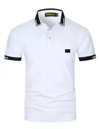 Produktbild: VMSUCIJ Poloshirt Herren,100% Baumwolle Kurzarm Polohemd,Klassisches Lederetiketten-Design T-Shirt, Slim Fit Golf Sports M-3XL,Weiß 39,M