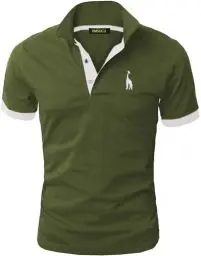 Produktbild: VMSUCIJ Poloshirt Herren Kurzarm,100% Baumwolle,Giraffe Stickerei,Bequeme und Atmungsaktive Polo Shirts Männer,Golf T-Shirt Casual Tops,Armeegrün 07,XL