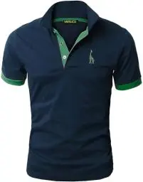 Produktbild: VMSUCIJ Poloshirt Herren Kurzarm,100% Baumwolle,Giraffe Stickerei,Bequeme und Atmungsaktive Polo Shirts Männer,Golf T-Shirt Casual Tops,Blau+Grün 07,L