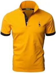 Produktbild: VMSUCIJ Poloshirt Herren Kurzarm,100% Baumwolle,Giraffe Stickerei,Bequeme und Atmungsaktive Polo Shirts Männer,Golf T-Shirt Casual Tops,Gelb 07,XXL