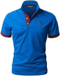 Produktbild: VMSUCIJ Poloshirt Herren Kurzarm,100% Baumwolle,Giraffe Stickerei,Bequeme und Atmungsaktive Polo Shirts Männer,Golf T-Shirt Casual Tops,Saphirblau 07,XXL