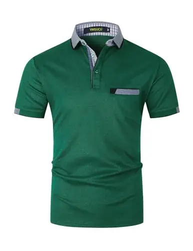 Produktbild: VMSUCIJ Poloshirt Herren Kurzarm Polohemd Baumwolle Basic Poloshirts Slim Fit Golf Sports Polohemd,Grün 24,XXL