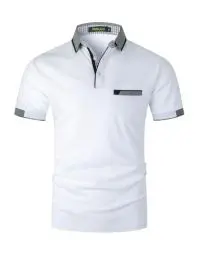 Produktbild: VMSUCIJ Poloshirt Herren Kurzarm Polohemd Baumwolle Basic Poloshirts Slim Fit Golf Sports Polohemd,Weiß 24,L