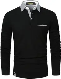 Produktbild: VMSUCIJ Poloshirt Herren Langarm,100% Baumwolle,atmungsaktiv und hautfreundlich,Slim Fit Golf Sports,Sportliches und Bequemes T-Shirt M-3XL,Schwarz 12,L