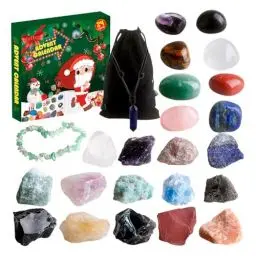 Produktbild: Vmxlso Edelstein Adventskalender 2024 für Kinder, Adventskalender Kristalle mit 24 Natürlicher Gesteine und Mineralien, 24 Tage Adventskalender Weihnachts Countdown Überraschunge für Jungen, Mädchen