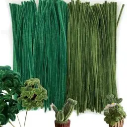 Produktbild: VntMQP Chenille-Faden-Set, Pfeifenreiniger-Set, bunt, zum Basteln, 30 cm x 6 mm Pfeifenreiniger, geeignet für Blumen, kleine Tiere, Halloween, Weihnachten DIY-Kunstwerke (200Olivgrün+Dunkelgrün)