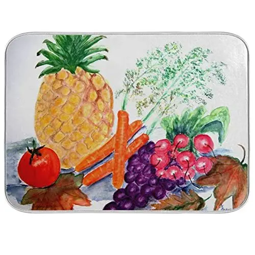 Produktbild: Vnurnrn Aquarell Ananas Geschirrtrocknungsmatte rutschfeste Schnell Trocknend Absorbierendes Tischset Pad für Camping Küche