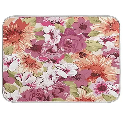 Produktbild: Vnurnrn Blumenölgemälde Geschirrtrocknungsmatte rutschfeste Schnell Trocknend Absorbierendes Tischset Pad für Camping Küche