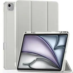 Produktbild: Vobafe Hülle Kompatibel mit iPad Air 13 Zoll Hülle M2 2024/iPad Pro 12.9 2022/2021(6./5. Generation), TPU Flexible Rückseite mit Stifthalter, Unterstützung Pencil Pencil Aufladung, Hellgrau