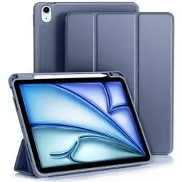 Produktbild: Vobafe Hülle Kompatibel mit iPad Air 6 11 Zoll 2024/5 4 Hülle (10,9 Zoll, 2022/2020), Trifold Ständer Schutzhülle mit Stifthalter - Unterstützt Apple Pencil Aufladen, Blau Grau