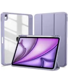Produktbild: Vobafe Hülle Kompatibel mit iPad Air 6 11 Zoll 2024 /iPad Air 5 2022/ iPad Air 4 2020 mit Stifthalter, Unterstützung iPencil kabelloses Laden,Transparente Rückseite, Auto Schlaf/Wecker, Lavendel