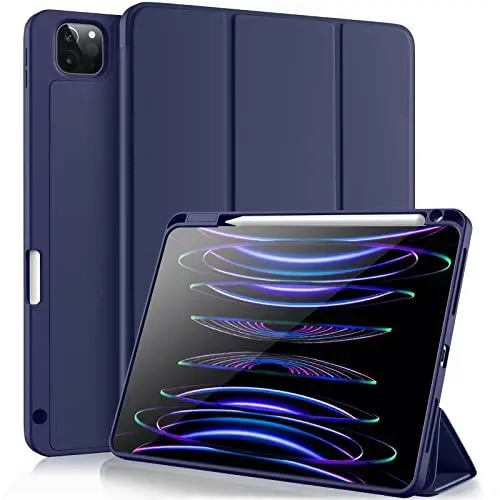 Produktbild: Vobafe Hülle Kompatibel mit iPad Pro 11 Zoll Hülle 2022/2021/2020/2018, TPU Flexible Rückseite Abdeckung mit Stifthalter, Unterstützt 2. Gen Pencil, Auto Schlafen/Wachen, Blau