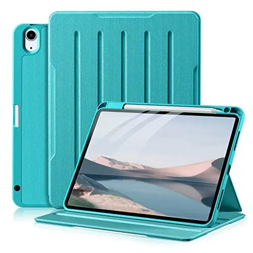 Produktbild: Vobafe Hülle für iPad Air 6 11 Zoll（2024）/ iPad Air 5 Hülle 2022 10.9 Zoll/iPad Air 4 Hülle 2020 mit stifthalter, Auto Schlaf/Wach, PU Leder Stoßfeste Schutzhülle, Pfauenblau