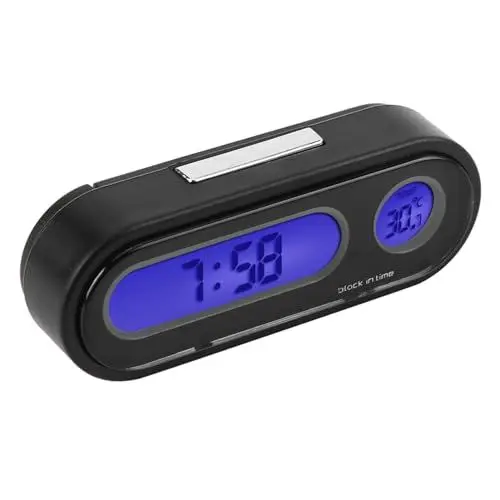 Produktbild: VOBOR Autouhr, Auto Thermometer Voltmeter Uhr, 2 in 1 Auto Fahrzeug Innenraum Mini Elektronikuhr, LED Digitaluhr, Thermometer Voltmeter