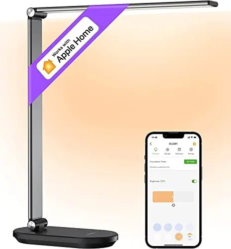 Produktbild: VOCOlinc Smart Schreibtischlampe LED, mit Stufenloses Dimmen, Timer, Speicherfunktion, Faltbar, Sprach/APP/Touch Steuerung, Kompatibel mit HomeKit/Alexa/Google Home (DL2201)