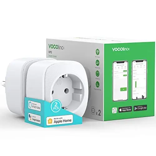 Produktbild: VOCOlinc Smart Steckdose Funktioniert mit Apple HomeKit, WLAN Steckdose mit Verbrauchsmessung, Timer, Kompatibel mit Alexa, Google Home, Kein Hub Erforderlich (2er Pack)