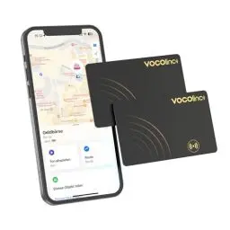Produktbild: VOCOlinc Wallet Tracker 2 Pack, Slim 1.6mm Smart Air Tag Card Kompatibel mit Apple Wo ist? APP (nur iOS, Nicht für Android), Bluetooth Item Finder Karte für Geldbeutel, Koffer, Geldbörse, Tasche