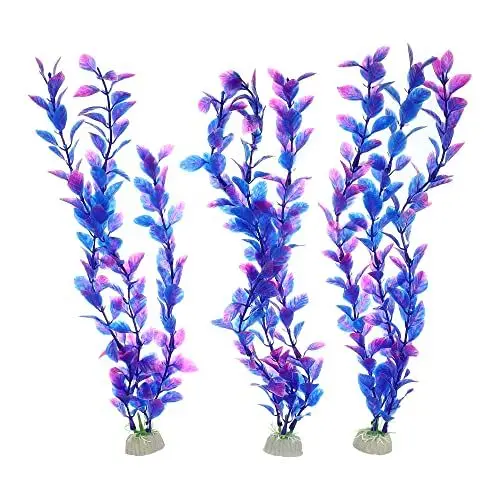 Produktbild: VOCOSTE 3 Stück Aquarium Kunststoff Pflanzen Künstliche Wasserpflanze Ersatz für Aquarium Landschaft Dekoration Lila
