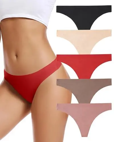 Produktbild: VOENXE Tanga String Damen Nahtlos,Seamless UnterwäSche Frauen,No Show Slip Mehrpack,Nahtlose Unterhose Ohne Naht Microfaser, Unsichtbare Unterhosen Atmungsaktiv,Women Thong Underwear Panties,5er Pack