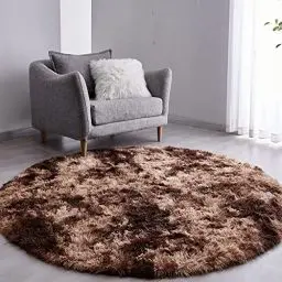 Produktbild: VOFUSHON Teppich Rund Hochflor Teppich Wohnzimmer Teppich Langflor Teppiche für Wohnzimmer flauschig Shaggy Schlafzimmer Bettvorleger Outdoor Carpet(Ø 120 cm Rund,braun)