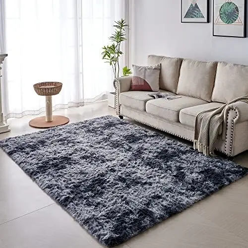 Produktbild: VOFUSHON Wohnzimmer Hochflor Teppich,Shaggy Flur Läufer Teppich Modern Flauschiger Weich Teppich Groß für Wohnzimmer Deko/Schlafzimmer/Kinderzimmer(120 x 160 cm,Dunkelgrau)