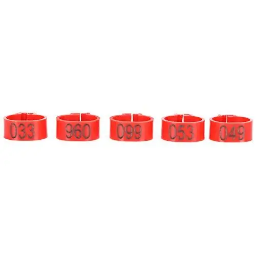 Produktbild: Vogel-Clip-Ring, Wiederverwendbarer Kunststoff-Tauben-Identifikationsring 001–100 Nummerierter Taubenring für Tauben (12 mm roter Ring mit Worten)