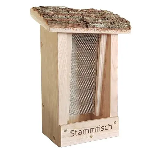 Produktbild: Dokkodo – Vogelfutterhaus Stammtisch – Wetterfestes Hängendes Vogelhaus aus Massivholz – Langlebige Vogelfutterstation für Wildvögel & Meisen