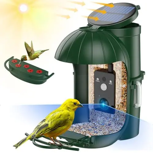 Produktbild: Vogelfutterspender mit Kamera,Cozion Vogelhaus mit Kamera Solar,Futterstationen für Wildvögel,1080P HD Aufnahmen von Vögeln/Foto Automatisch Aufnehmen, Vogelkamera für Vogelliebhaber-32GB