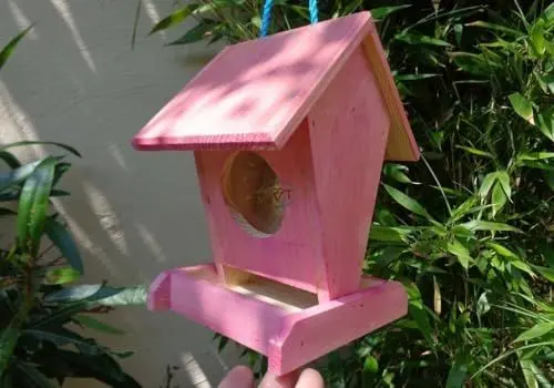 Produktbild: Vogelfutterstation-BEL-X-VOFU1K-pink001 PREMIUM Vogelhaus Futterstation Rot lachsrot behandelt pink rosa Schaukasten, als Ergänzung zum Meisen Nistkasten Meisenkasten oder zum Insektenhotel, für