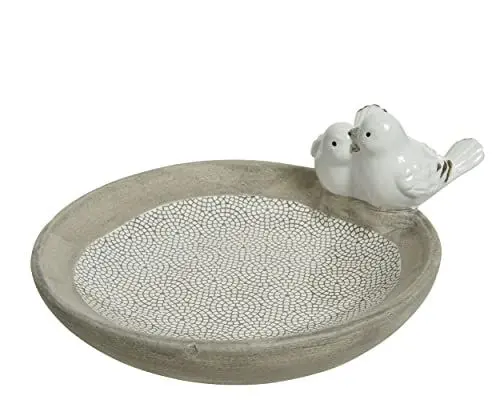 Produktbild: Vogelfutterstelle Vogeltränke Vogelbecken Terrakotta weiß Ø 23 cm Höhe 9,5 cm