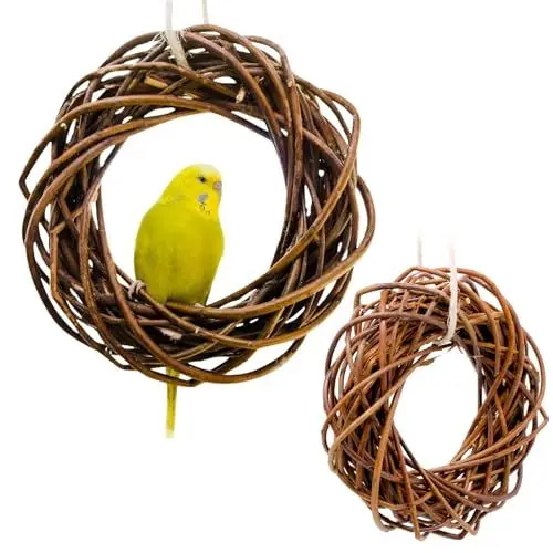Produktbild: Vogelgaleria® 2X Leckerer Weidenring zum Knabbern für Wellensittich, Nymphensittich & Co.·· Weidengeflecht. Vogelspielzeug Voliere Vogelkäfig. Vogelspielplatz zum Aufhängen