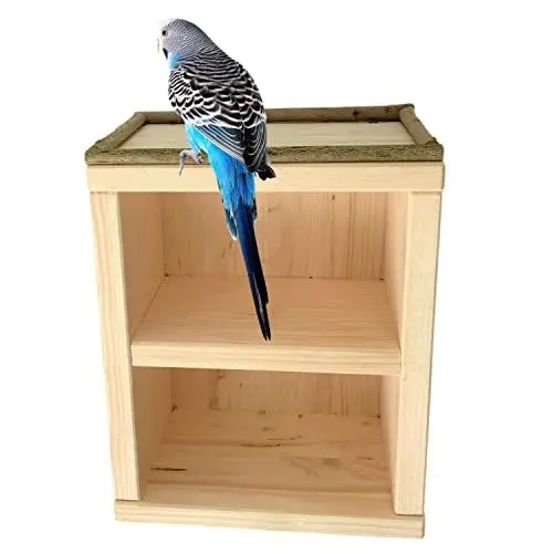 Produktbild: Vogelgaleria® 2 Stöckiges Vogelhäuschen und schöner Schlafplatz für Wellensittich, Nymphensittich Co. Reduziert Stress für Vögel | Vogelzubehör