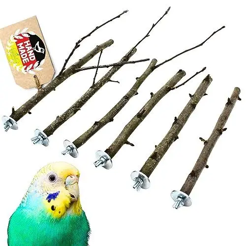 Produktbild: Vogelgaleria® 6 Sitzstangen für Wellensittiche aus Obstästen Sitzstangen für Vogelkäfige Naturholz Vogelsitzstangen