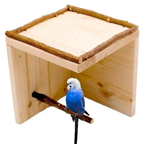 Produktbild: Vogelgaleria® Wellensittich Schlafhaus Natur mit Sitzstange für zahmere Vögel | Tolles Vogelzubehör für Vogelkäfig